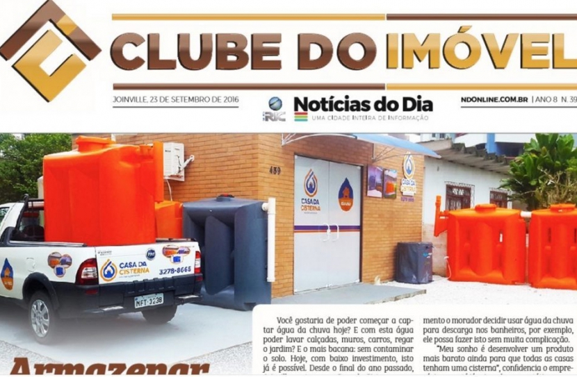 Matéria sobre economia de Água da Chuva Jornal Clube de Imóvel