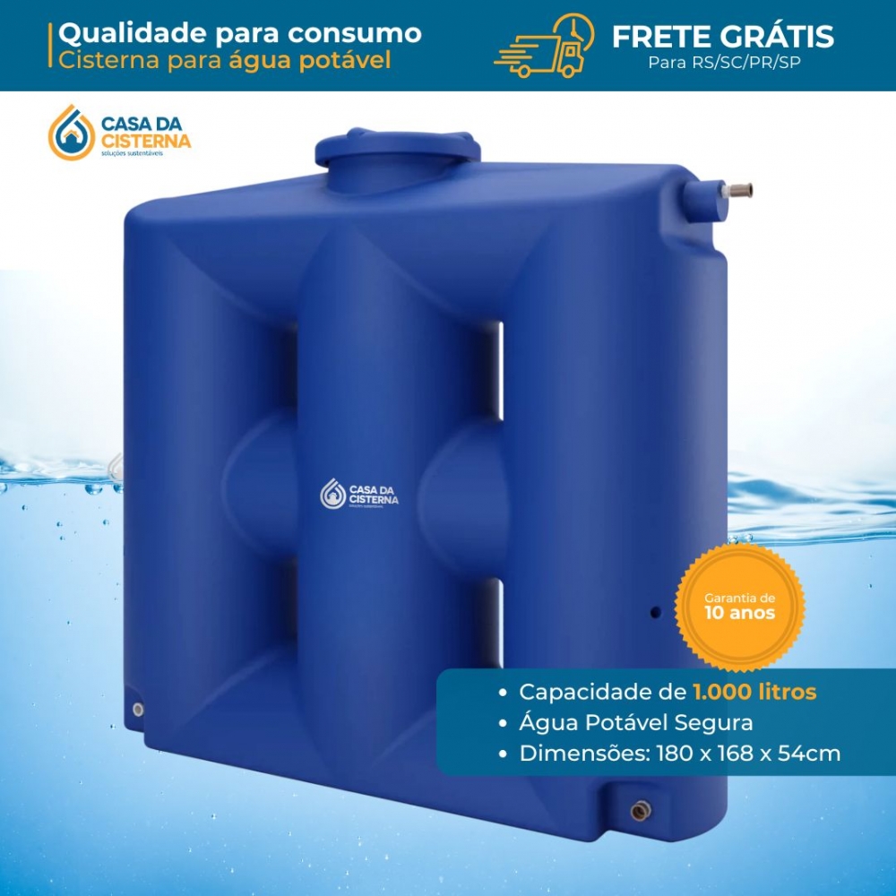 imagem Cisterna vertical modular  1000L para Água Potável 