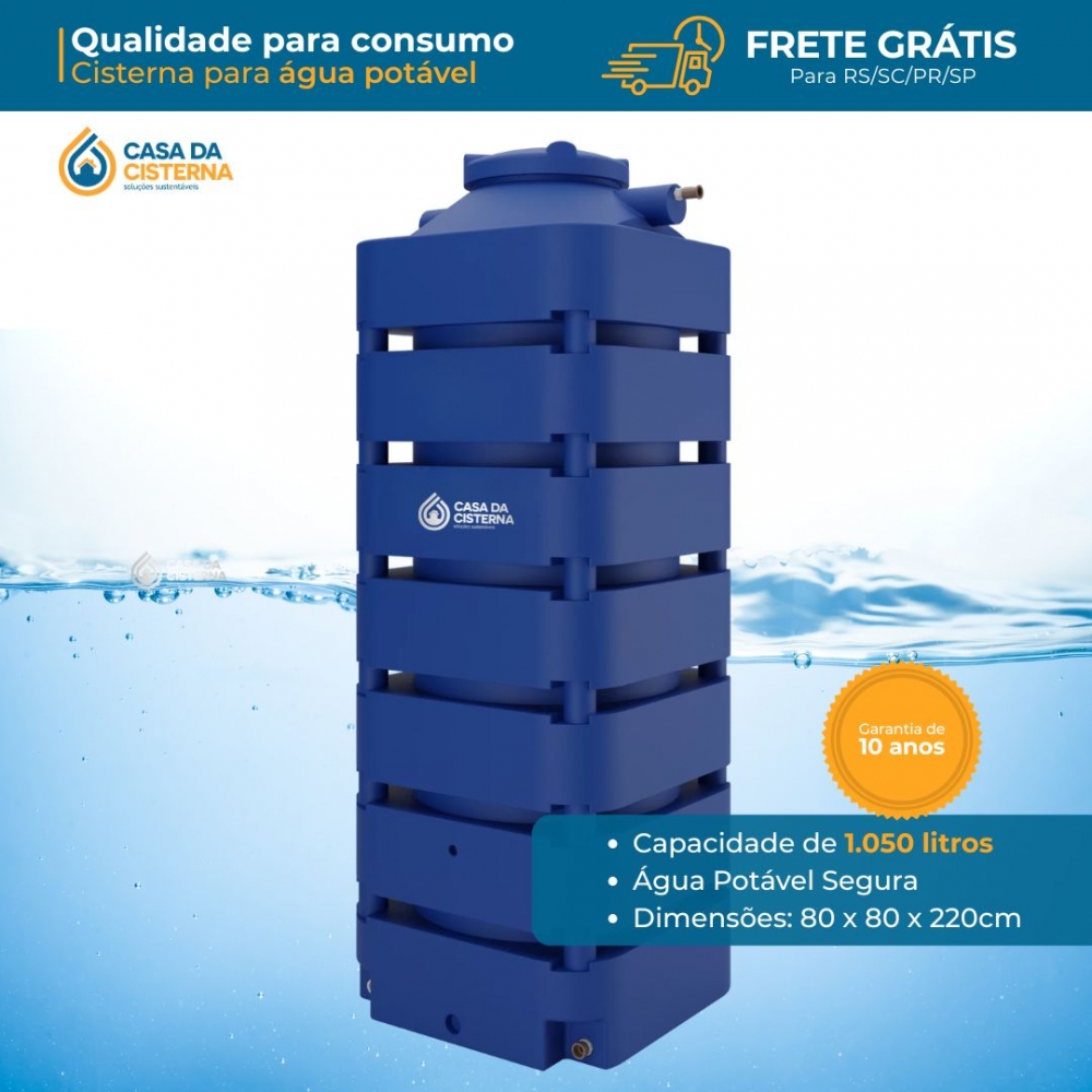 imagem Cisterna vertical modular  1050L para Água Potável 