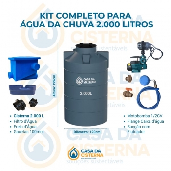 imagem Kit Cisterna para Água da Chuva 2.000 Litros