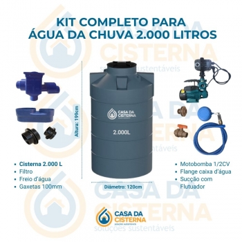 imagem Kit Cisterna para Água da Chuva 2.000 Litros