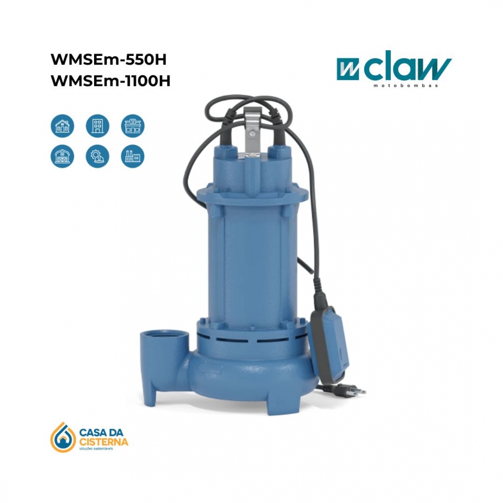 imagem Motobomba WHMSE-H Submersível Água Esgoto 2 Polegadas 110 ou 220V - Claw